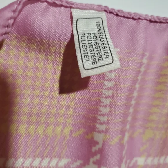 Vintage Italian Scarf LAVENDER & YELLOW HOUNDSTOOTH Silk Like 20" SQUARE - Picture 6 of 6